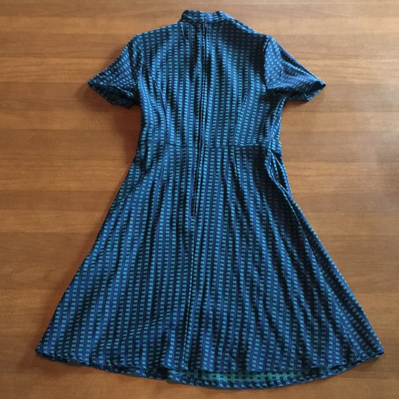 Modcloth mod retro 60s style dress green and blue windowpane print - Picture 15 of 17